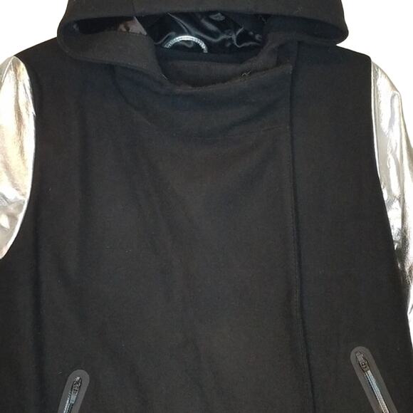 Nike Destroyer Varsity Jacket Wool Hoodie Lamb Leather Coat Black Size Med - Picture 6 of 12
